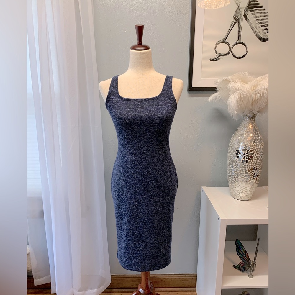Popular Women’s Knit Square-Neck Dress Blue Women’s Size Medium
